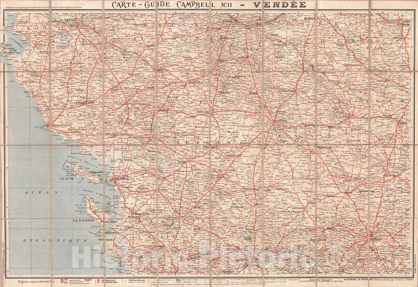 Historic Map : 1925 Vendee : Vintage Wall Art