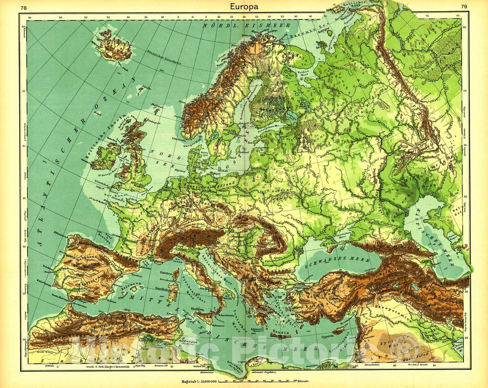 Historic Map : 1931 Europa : Vintage Wall Art