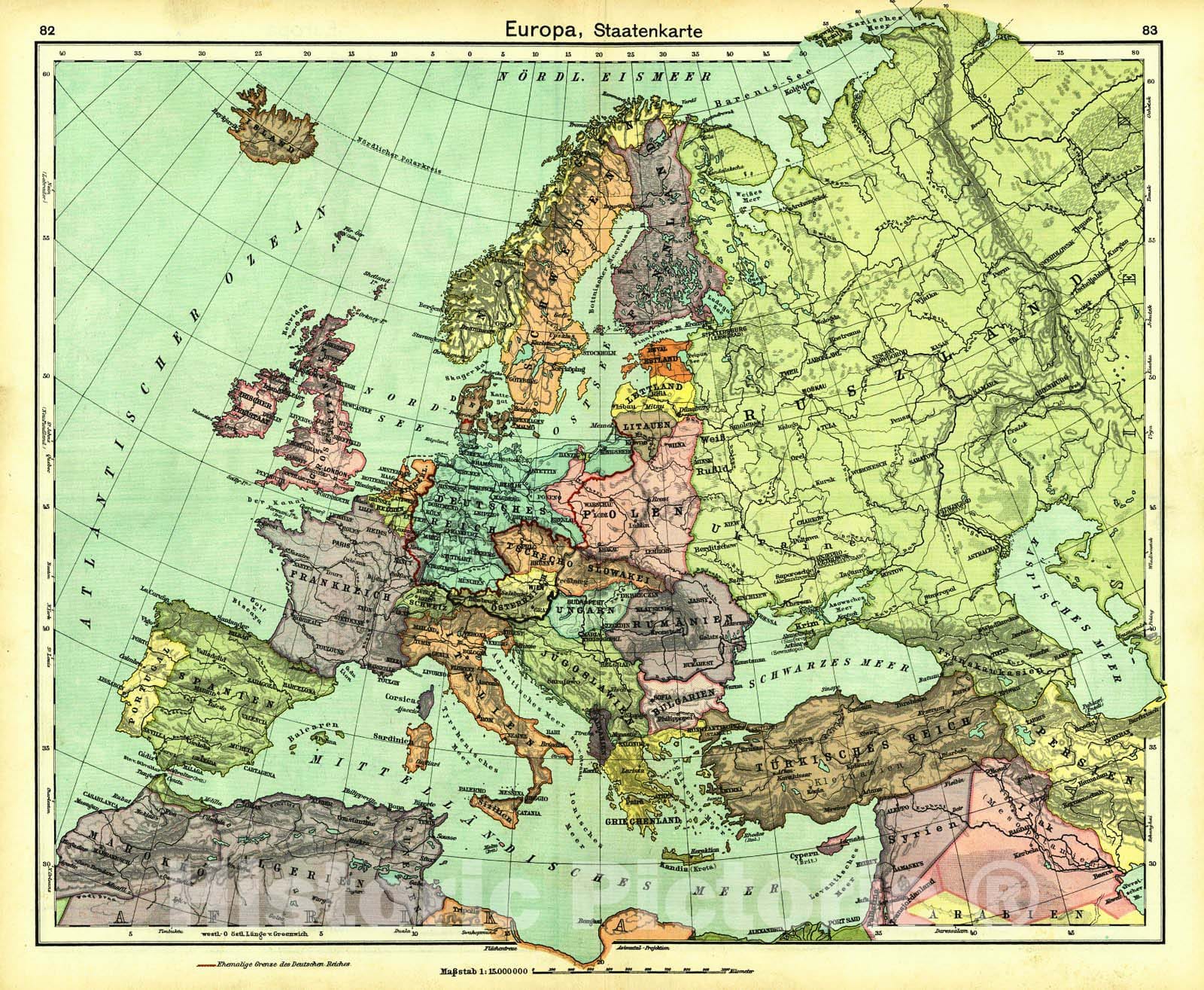 Historic Map : 1931 Europa, Staatenkarte : Vintage Wall Art