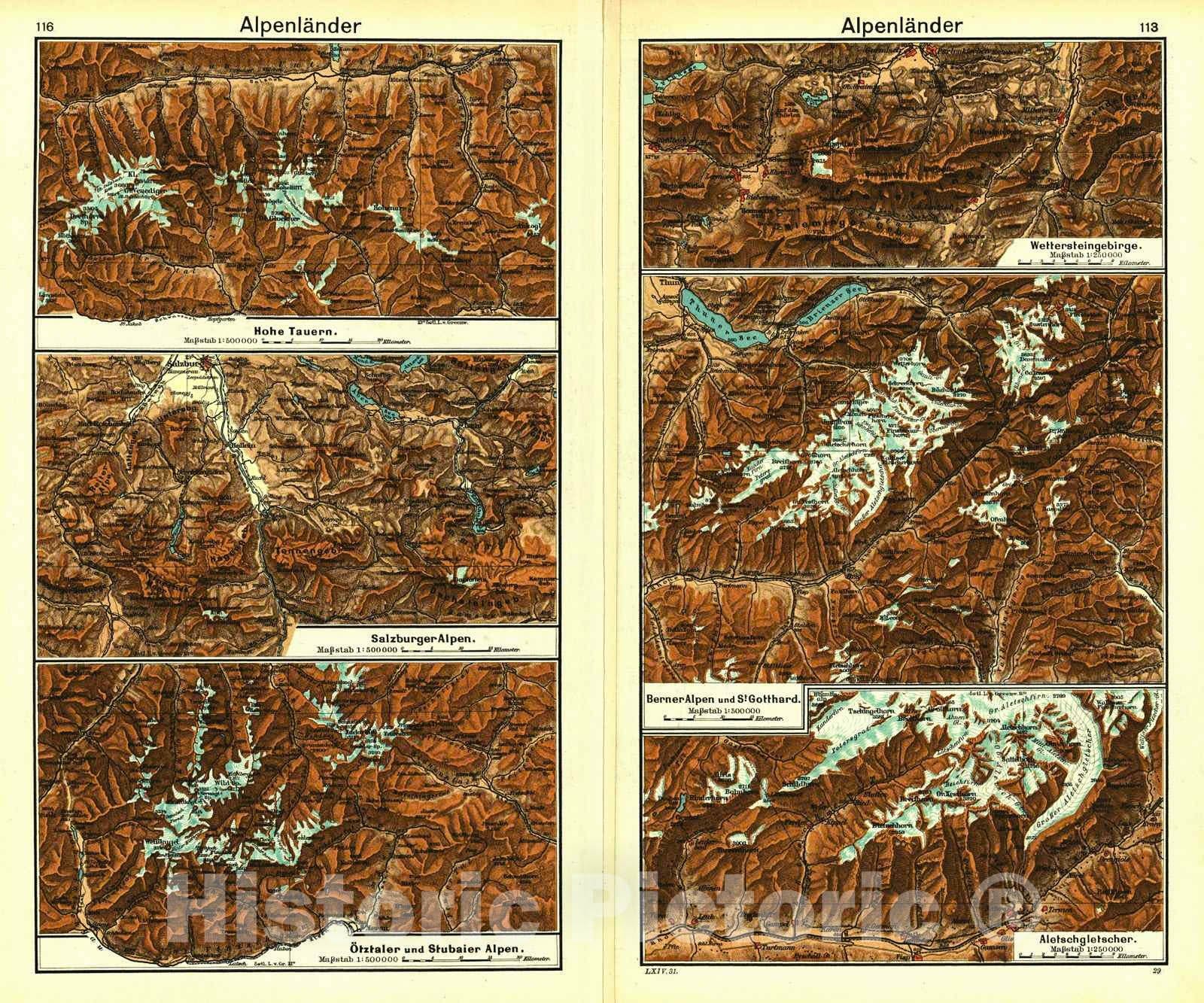 Historic Map : 1931 Alpel&auml;nder : Vintage Wall Art