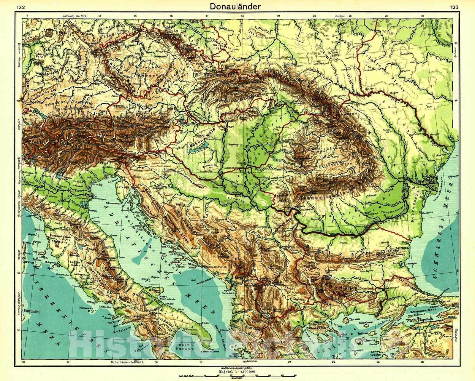 Historic Map : 1931 Donaul&auml;nder : Vintage Wall Art