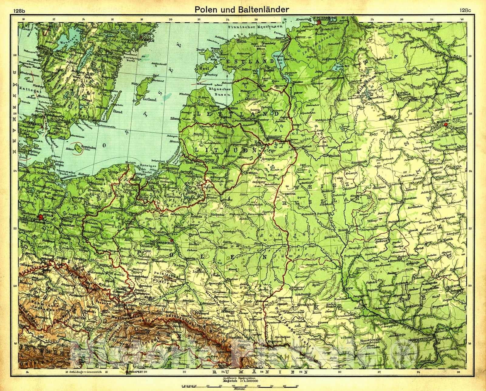 Historic Map : 1931 Polen und Baltenl&auml;nder : Vintage Wall Art