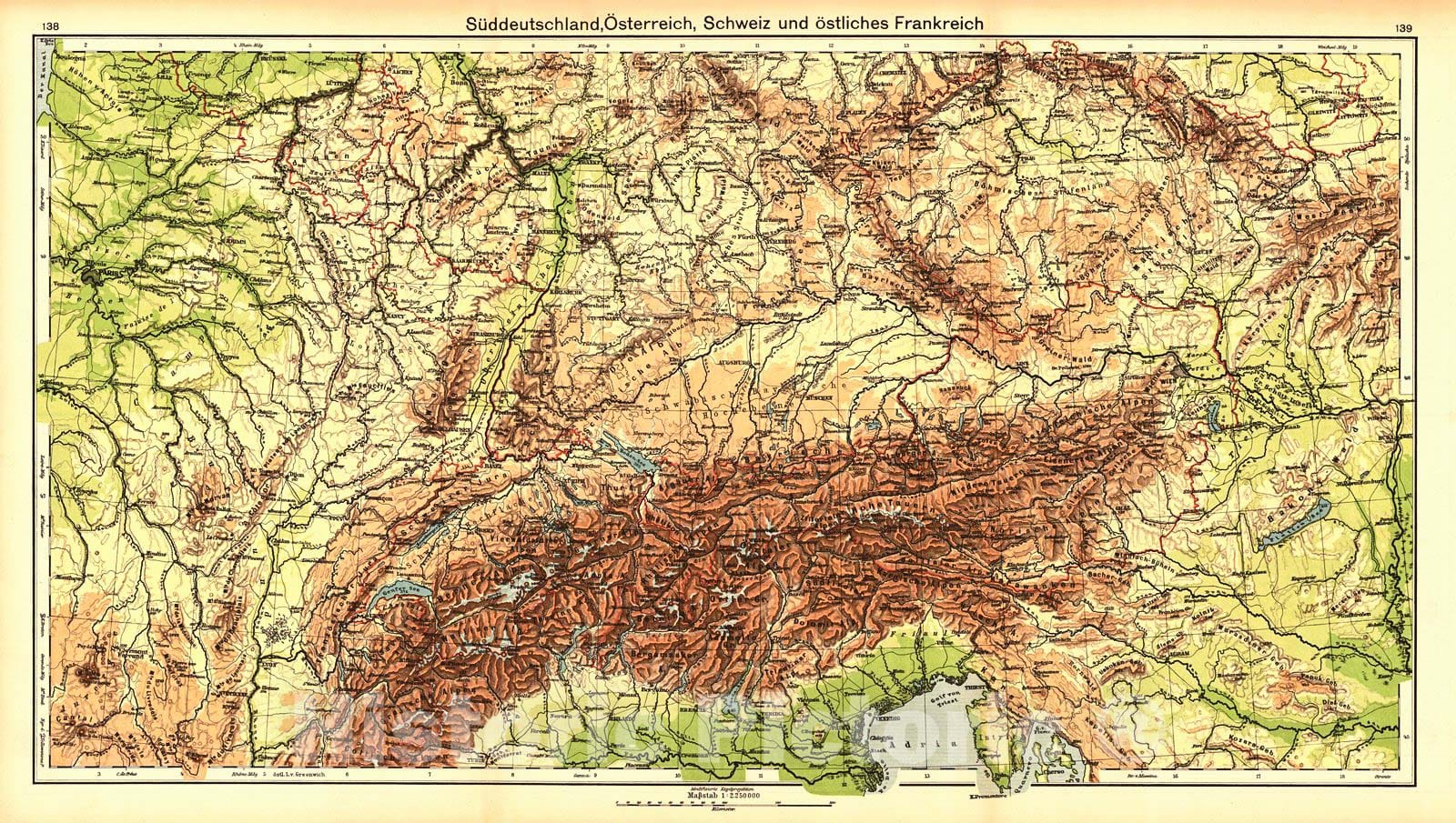 Historic Map : 1931 Suddeutschland, Osterreich, Schweiz und Ostliches Frankreich : Vintage Wall Art