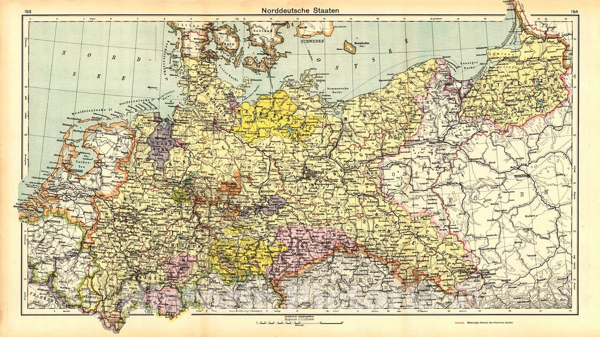 Historic Map : 1931 Norddeutsche Staaten : Vintage Wall Art