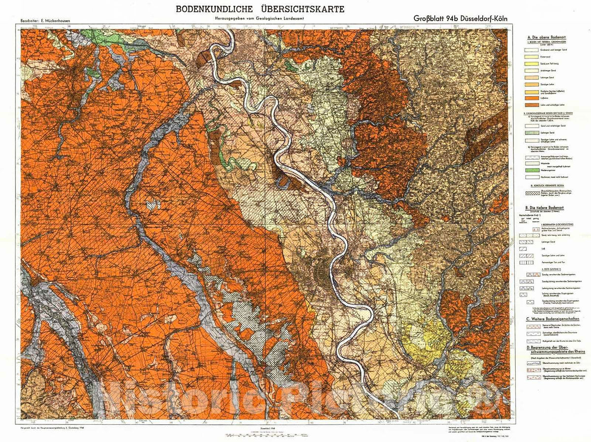 Historic Map : 1948 Bodenkundliche &Uuml;bersichtskarte (General Pedological Map) : Vintage Wall Art