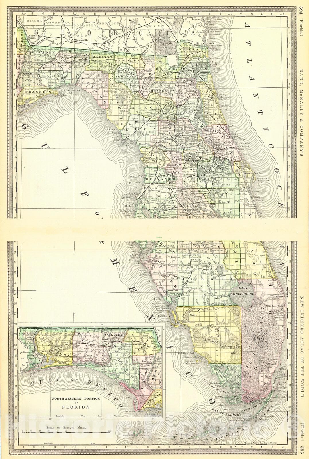 Historic Map : 1882 Florida : Vintage Wall Art