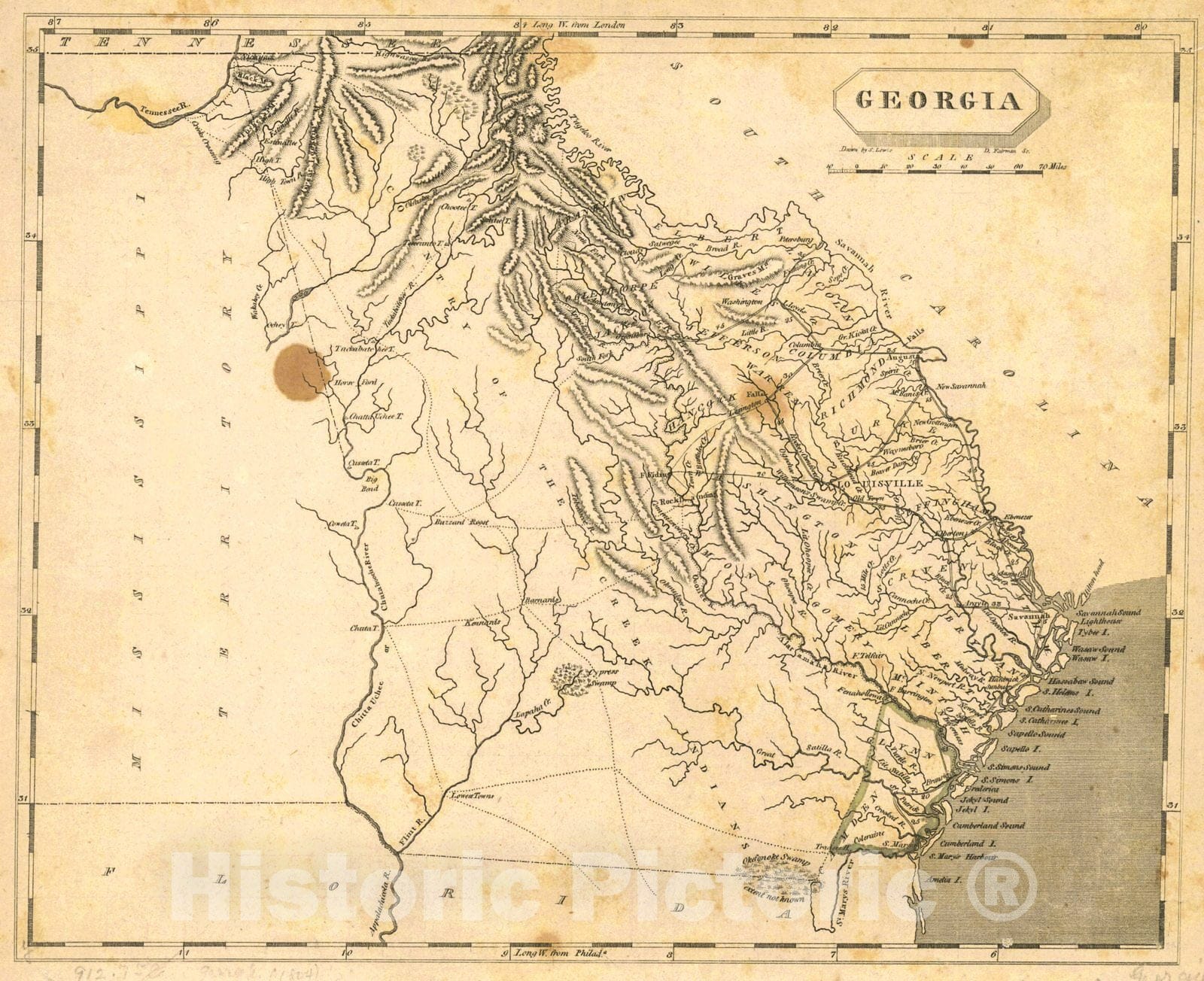 Historic Map : 1804 Georgia : Vintage Wall Art
