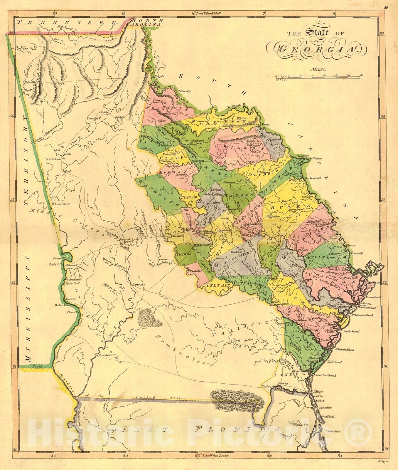 Historic Map : 1814 Georgia : Vintage Wall Art