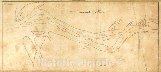 Historic Map : c.1835 Savannah River : Vintage Wall Art