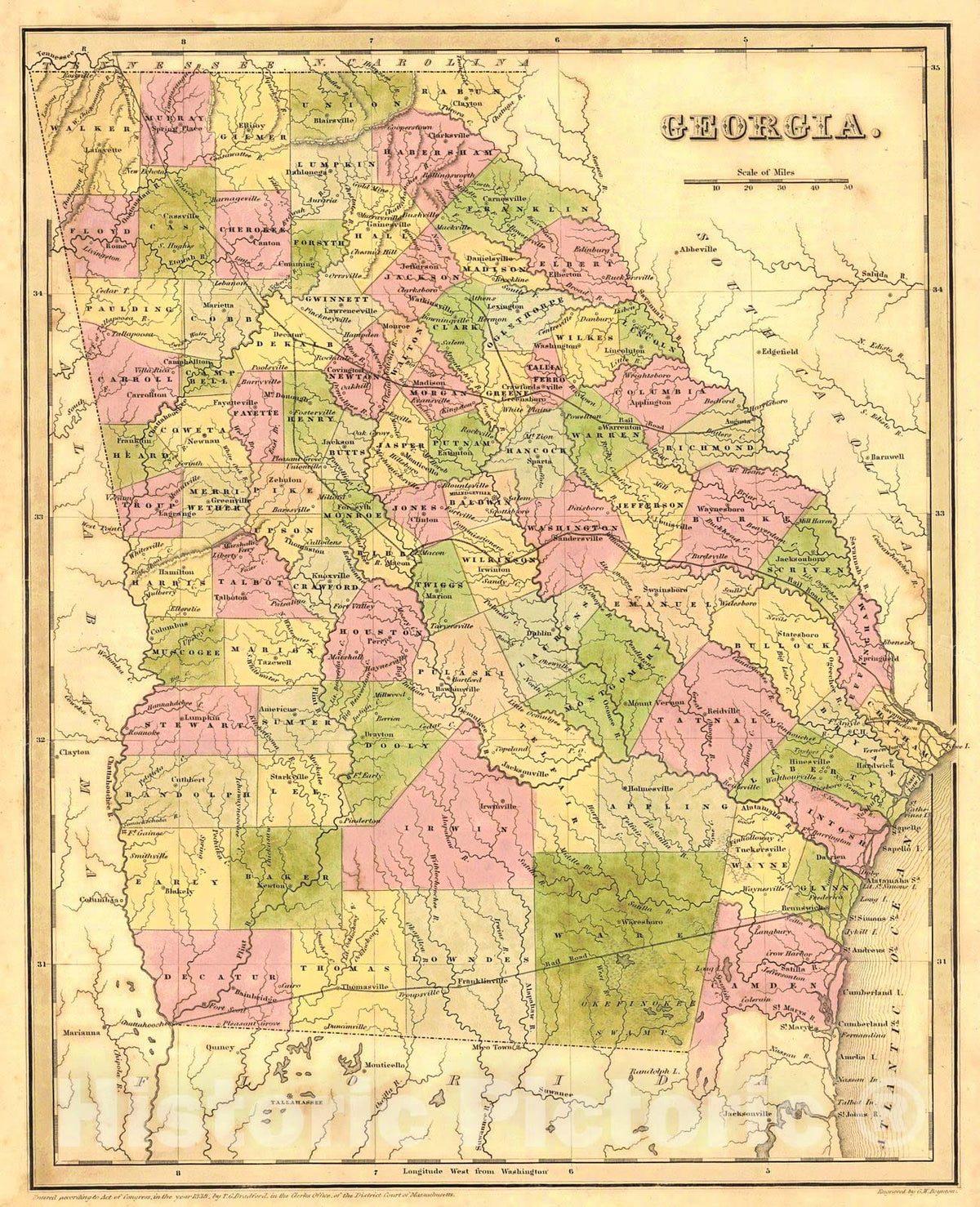 Historic Map : 1839 Georgia : Vintage Wall Art