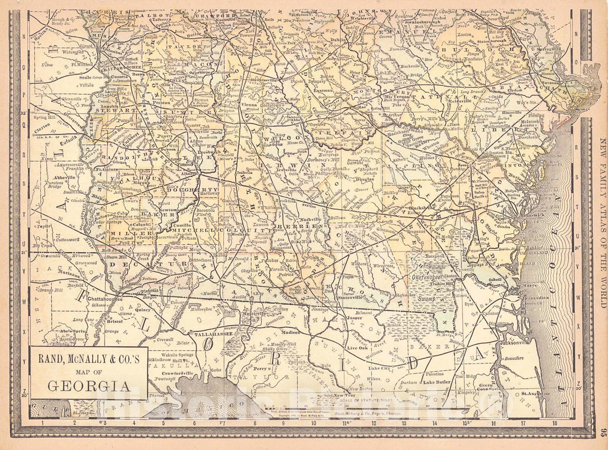 Historic Map : 1890 Georgia : Vintage Wall Art