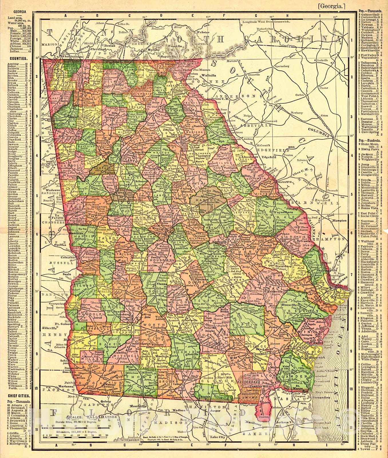 Historic Map : 1895 Georgia : Vintage Wall Art