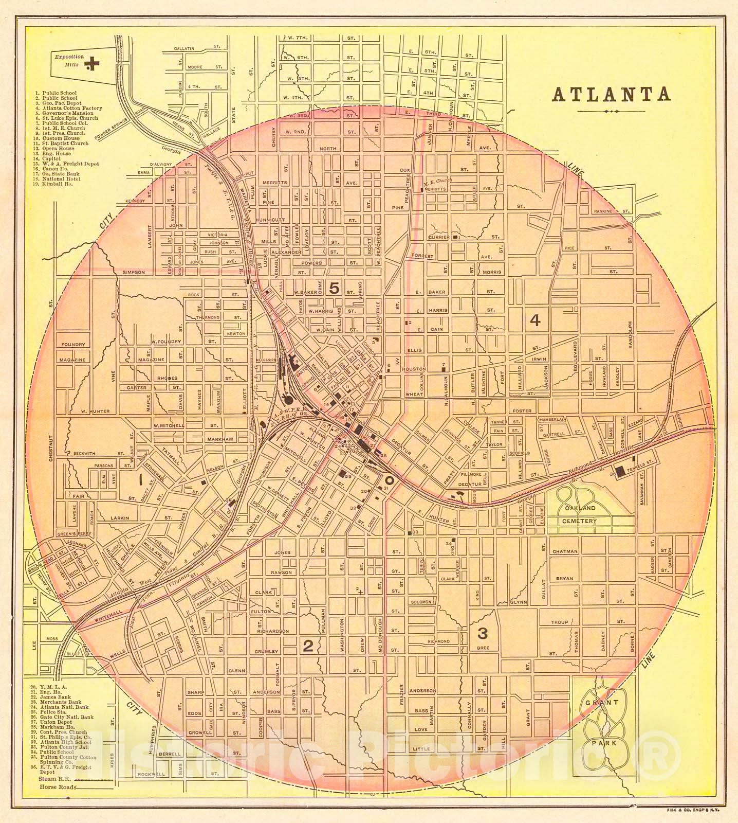 Historic Map : 1895 Atlanta : Vintage Wall Art