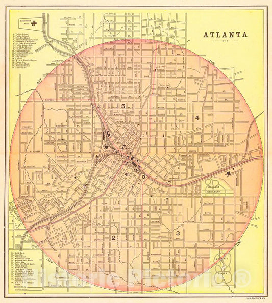 Historic Map : 1895 Atlanta : Vintage Wall Art