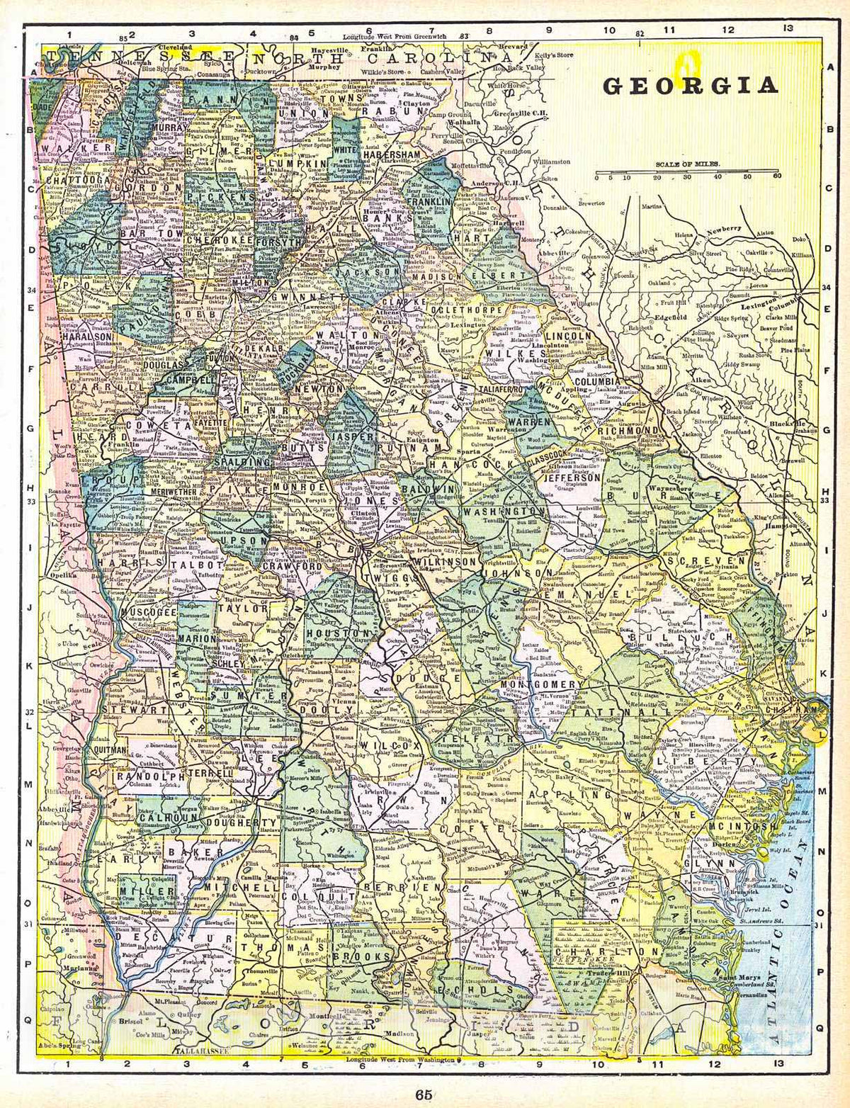 Historic Map : 1896 Georgia : Vintage Wall Art