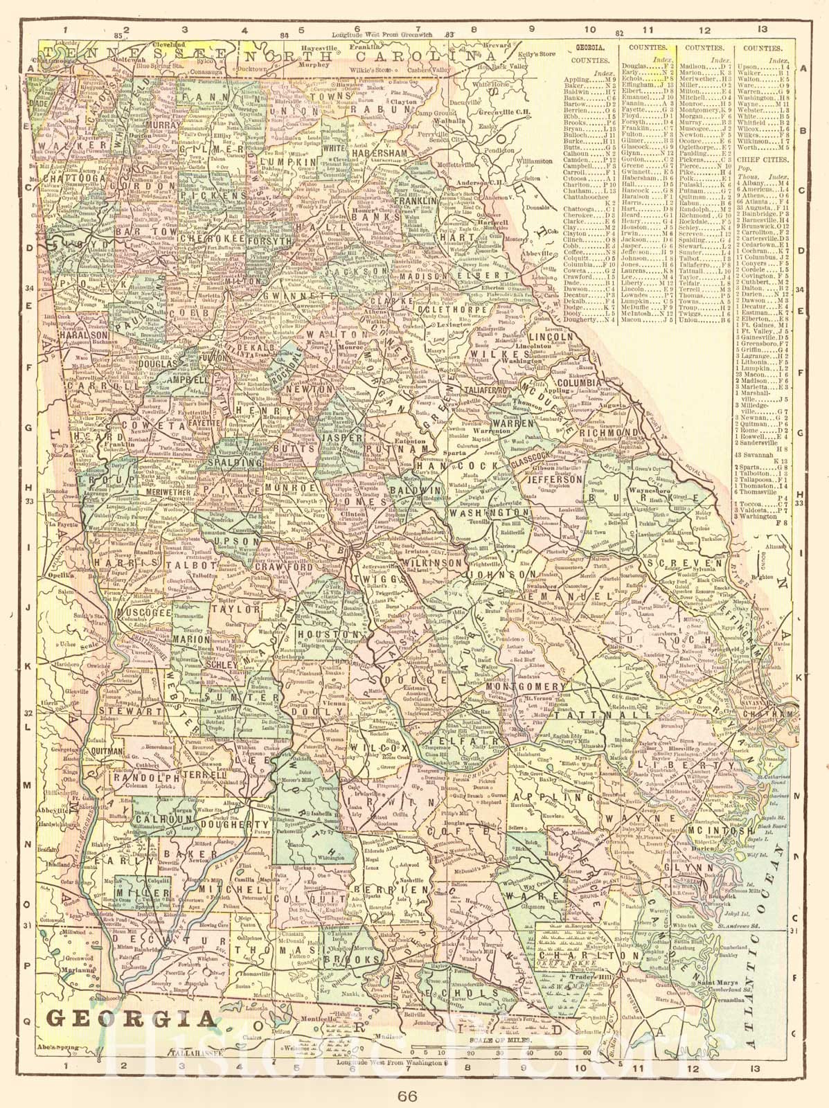 Historic Map : 1900 Georgia : Vintage Wall Art
