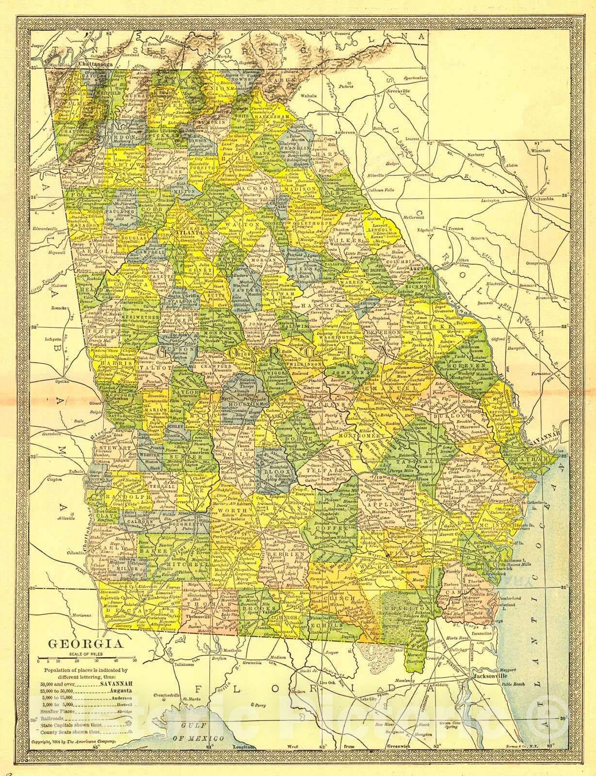 Historic Map : 1904 Georgia : Vintage Wall Art