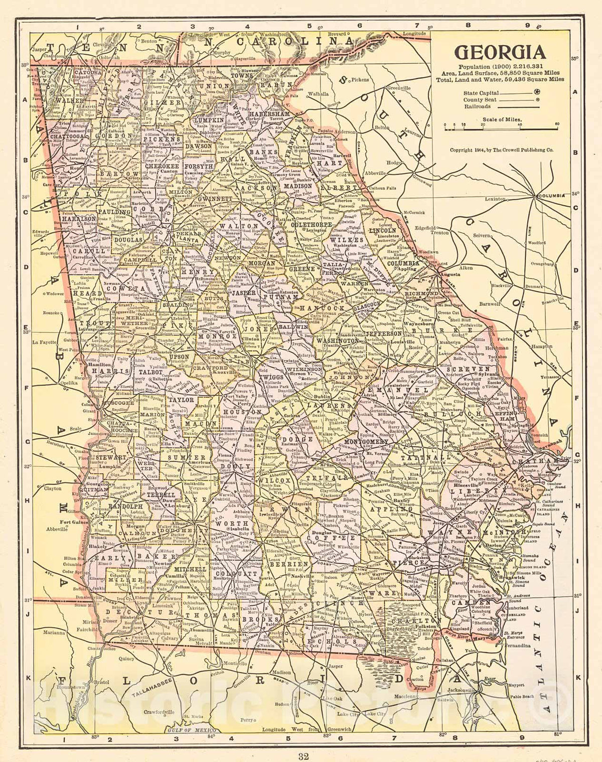 Historic Map : 1905 Georgia : Vintage Wall Art