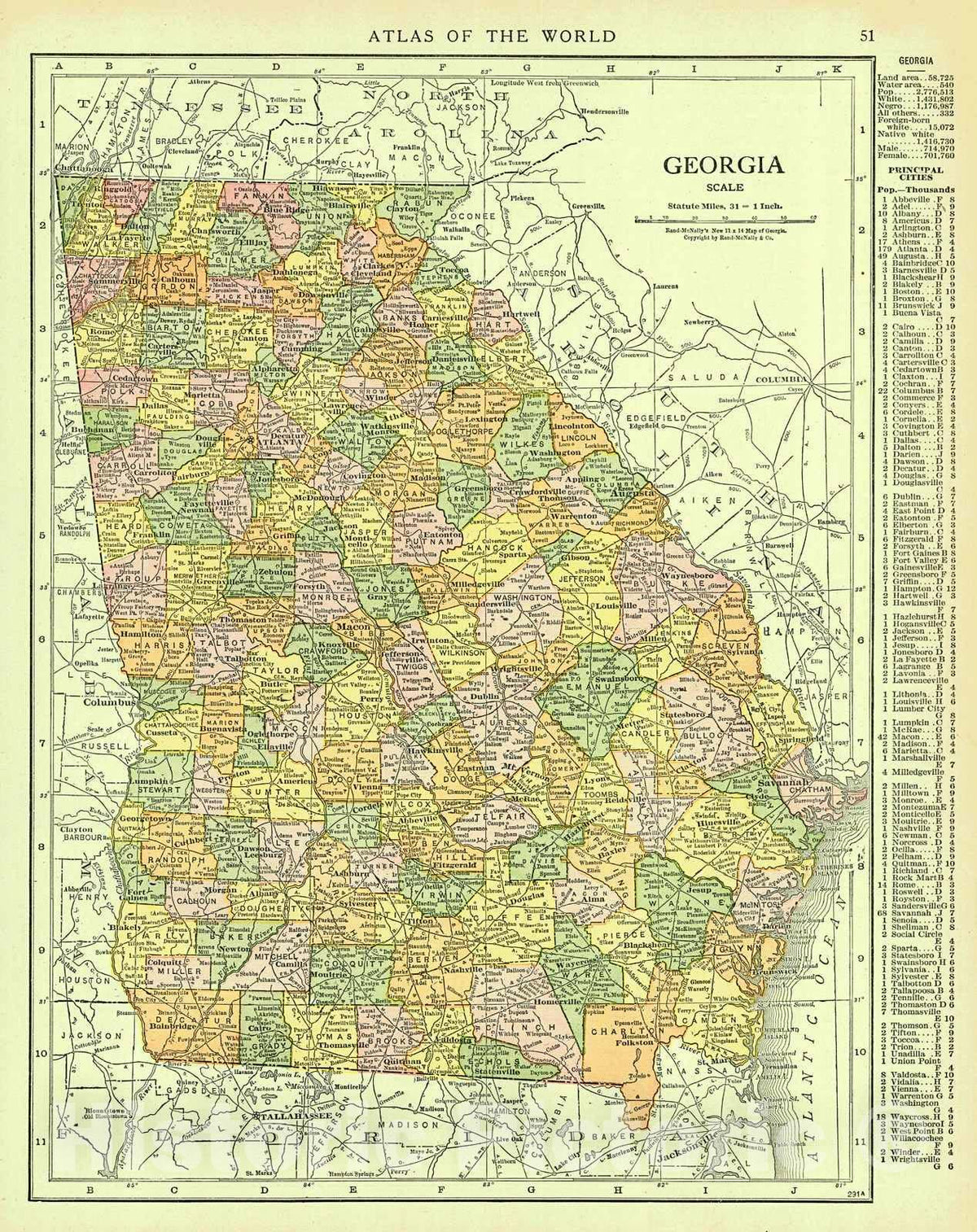 Historic Map : 1916 Georgia : Vintage Wall Art