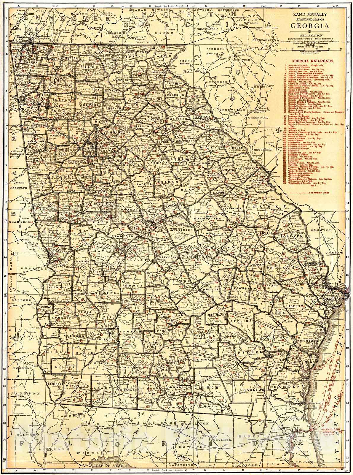 Historic Map : 1921 Georgia : Vintage Wall Art