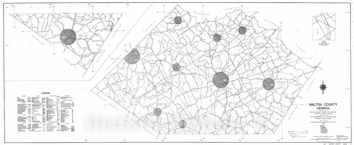 Historic Map : 1939 Walton County, Georgia : Vintage Wall Art