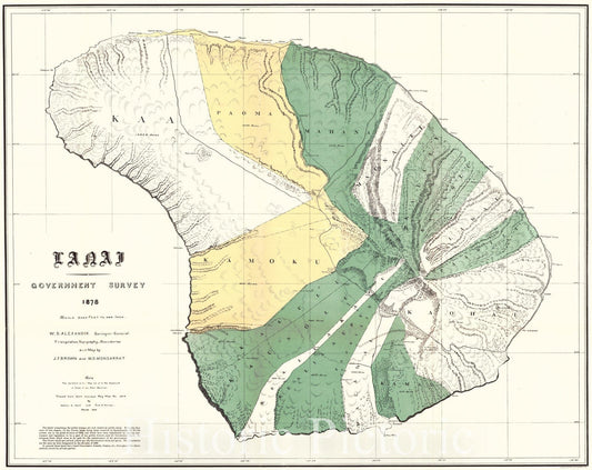 Historic Map : 1878 Lanai : Vintage Wall Art