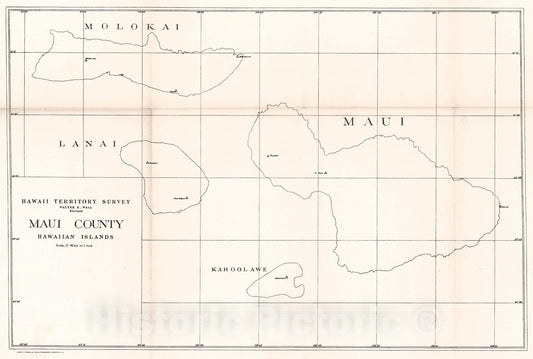 Historic Map : 1906 Hawaii Territory Survey - Maui County Hawaiian Islands : Vintage Wall Art