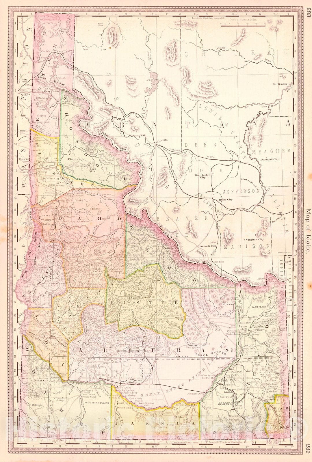 Historic Map : 1884 Map of Idaho : Vintage Wall Art