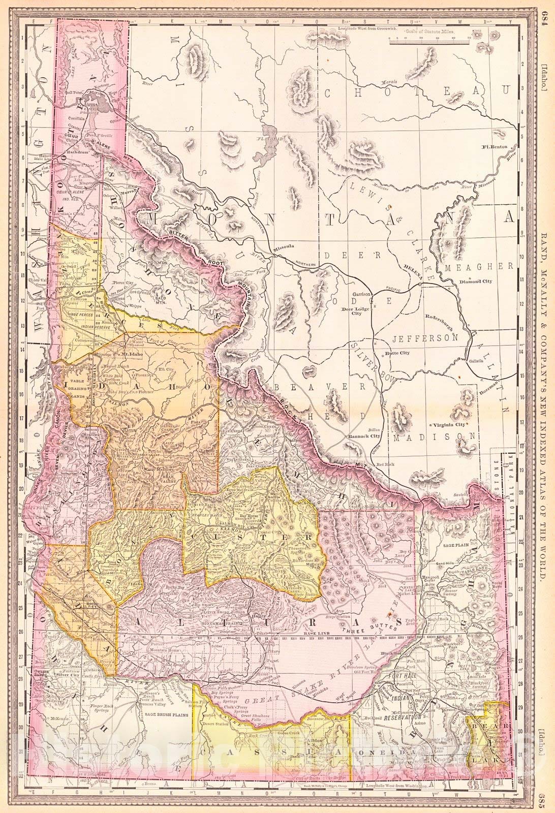 Historic Map : 1888 Territory of Idaho : Vintage Wall Art