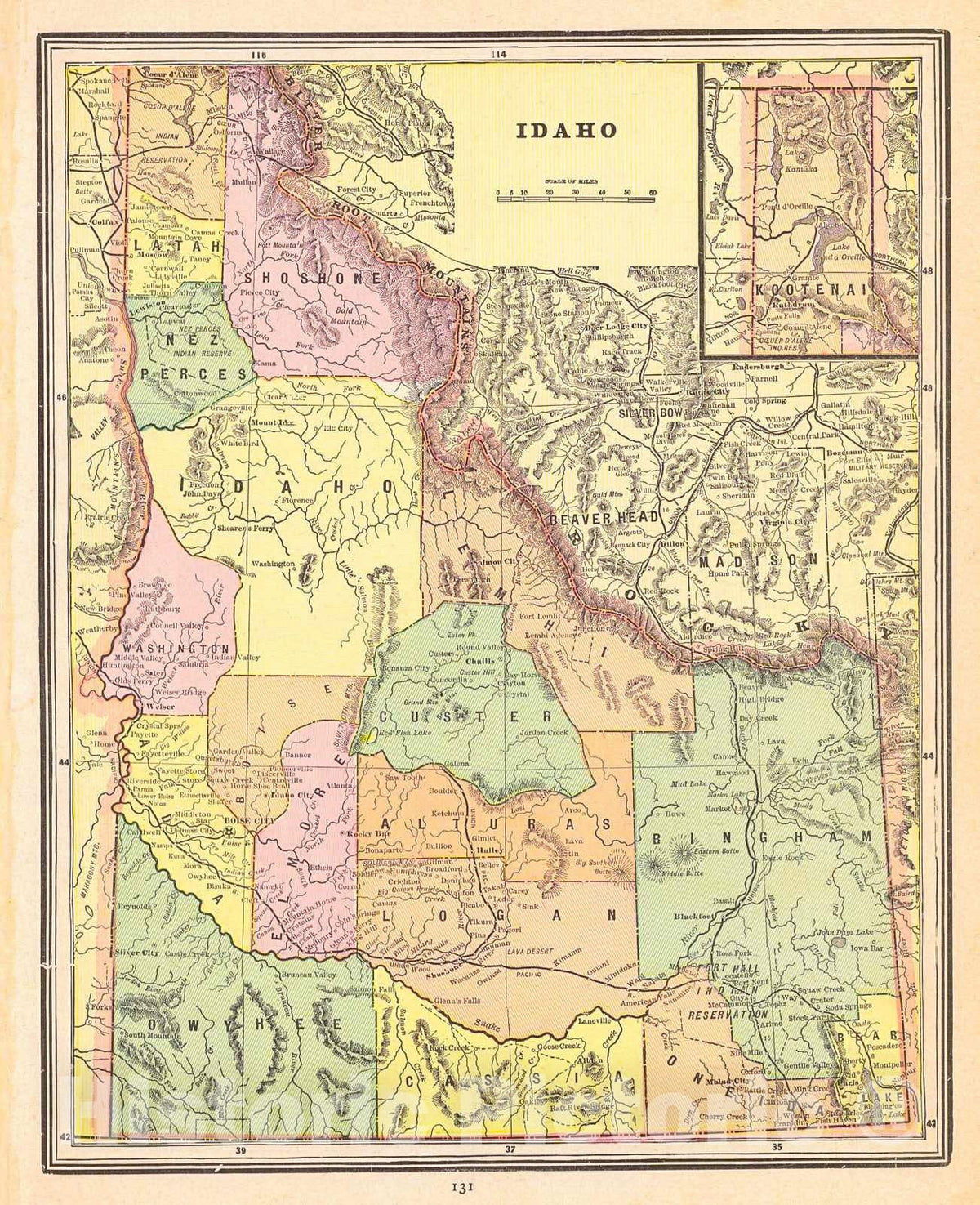Historic Map : 1892 Idaho : Vintage Wall Art