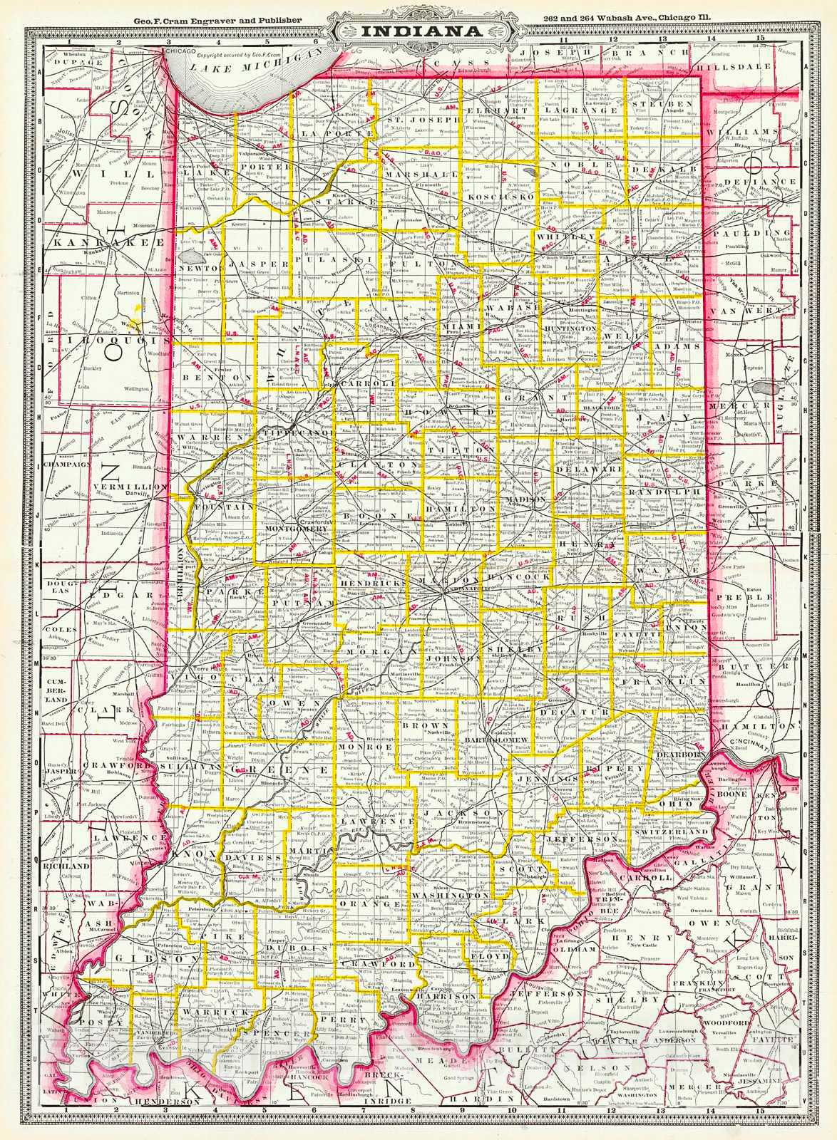 Historic Map :  Indiana : Vintage Wall Art