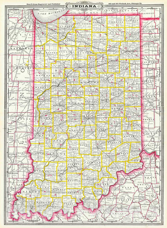 Historic Map :  Indiana : Vintage Wall Art