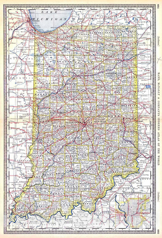Historic Map :  1884 Indiana : Vintage Wall Art