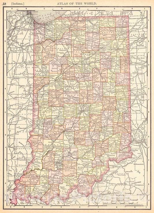 Historic Map : 1893 Indiana : Vintage Wall Art