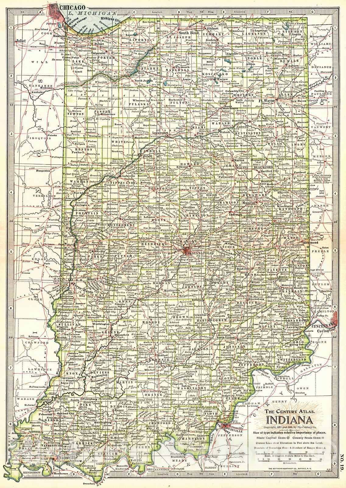 Historic Map : 1902 Indiana : Vintage Wall Art