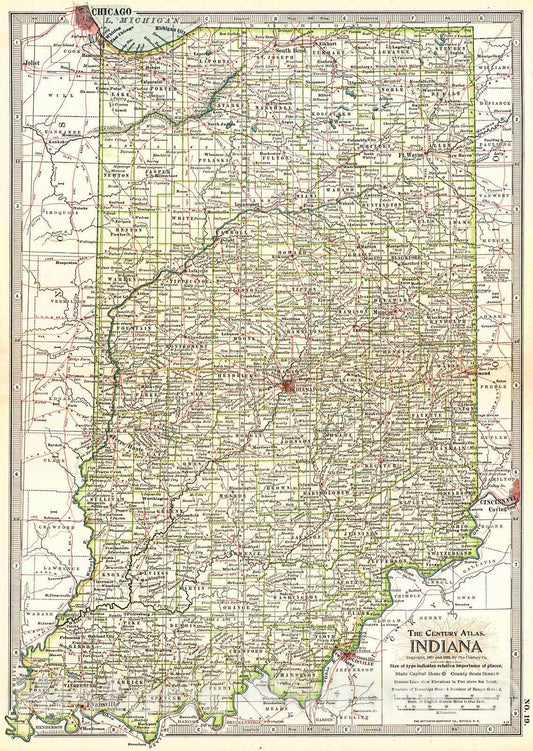 Historic Map : 1902 Indiana : Vintage Wall Art