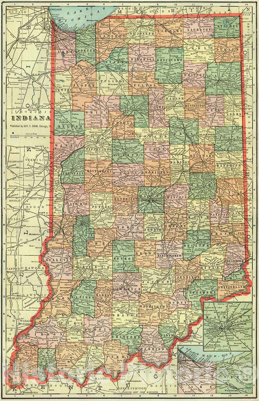 Historic Map : 1903 Indiana : Vintage Wall Art