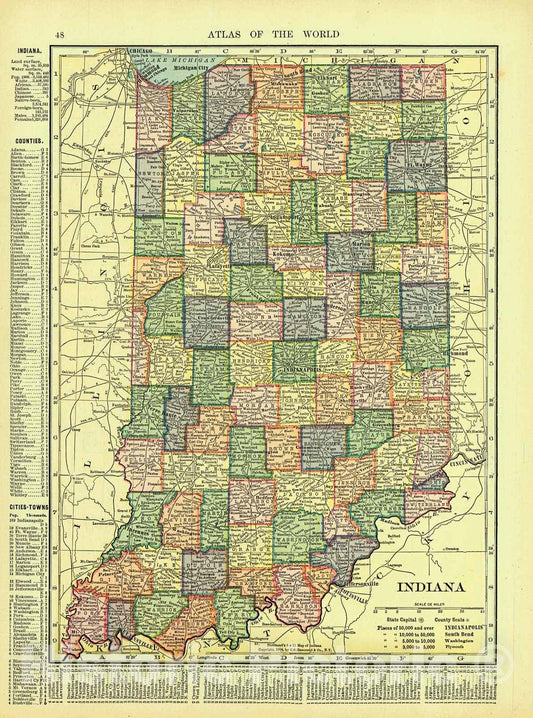 Historic Map : 1906 Indiana : Vintage Wall Art
