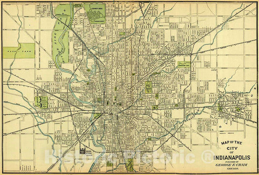 Historic Map : 1907 Map of the City of Indianapolis : Vintage Wall Art