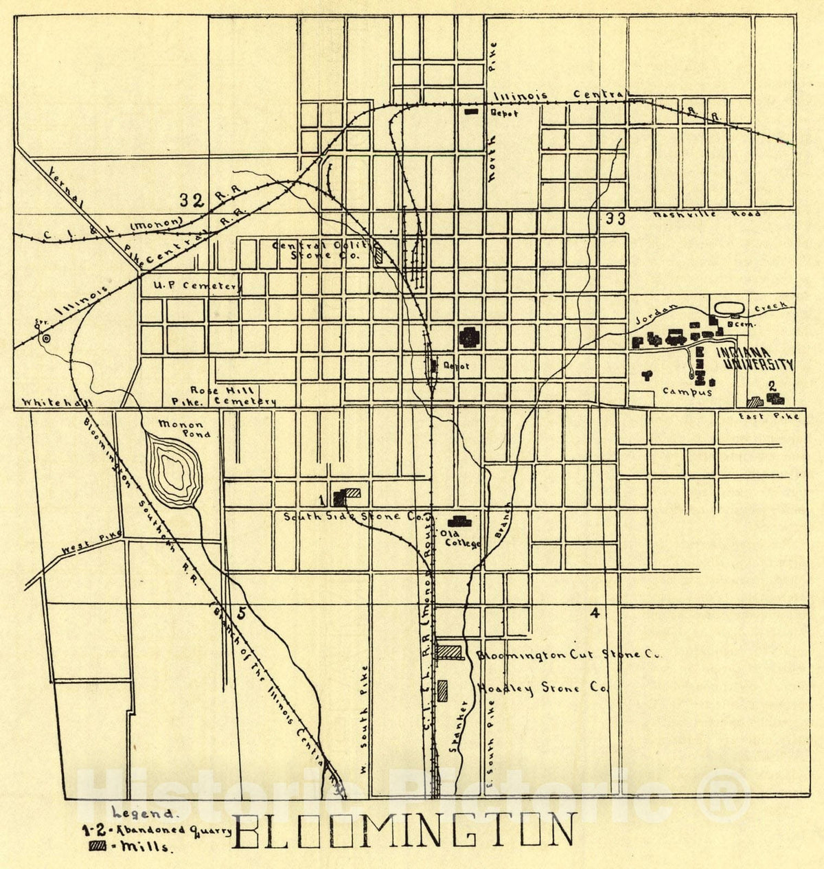 Historic Map : 1908 Bloomington : Vintage Wall Art