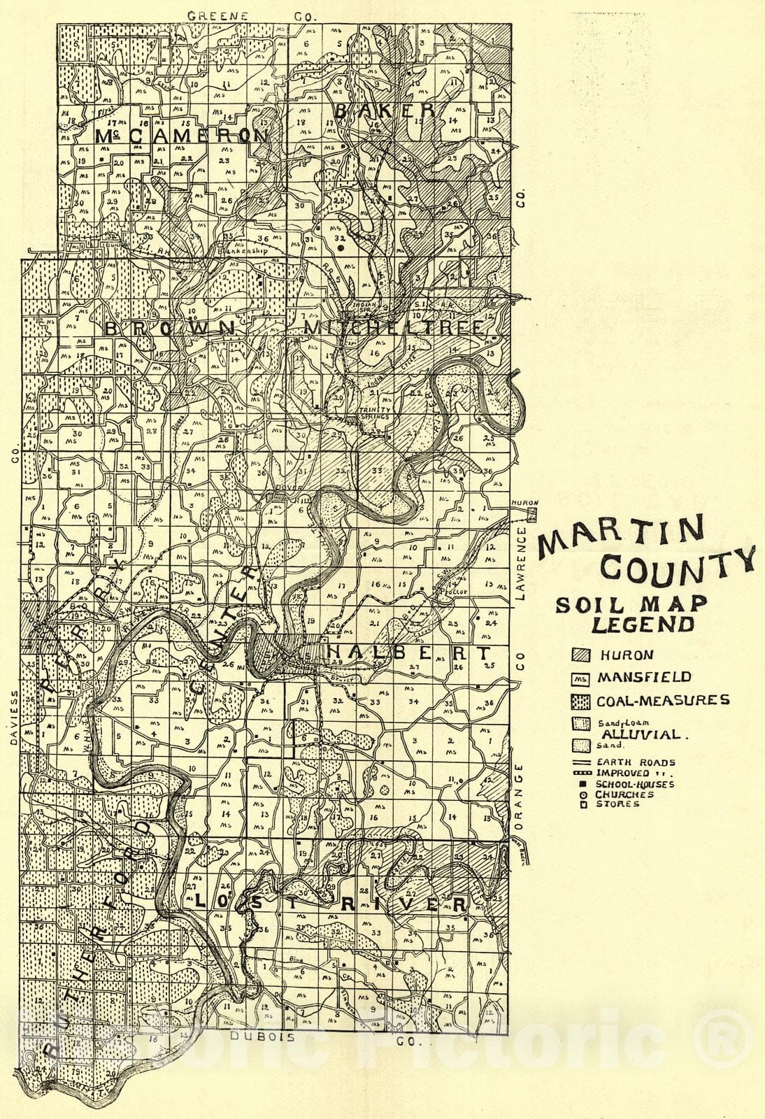 Historic Map : 1908 Martin County Soil Survey : Vintage Wall Art