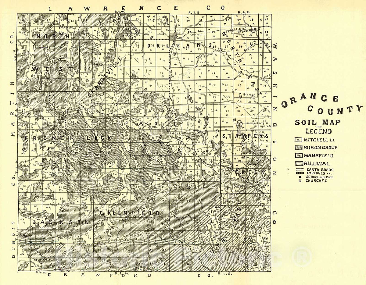 Historic Map : 1908 Orange County Soil Map : Vintage Wall Art
