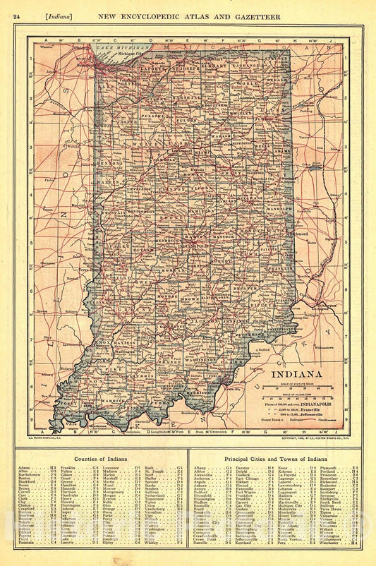 Historic Map : 1909 Indiana : Vintage Wall Art