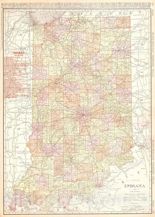 Historic Map : 1910 Indiana : Vintage Wall Art