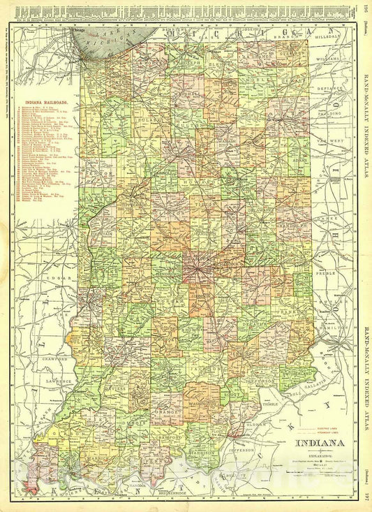 Historic Map : 1911 Indiana : Vintage Wall Art