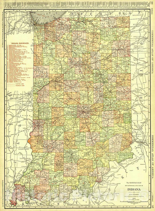 Historic Map : 1914 Indiana : Vintage Wall Art