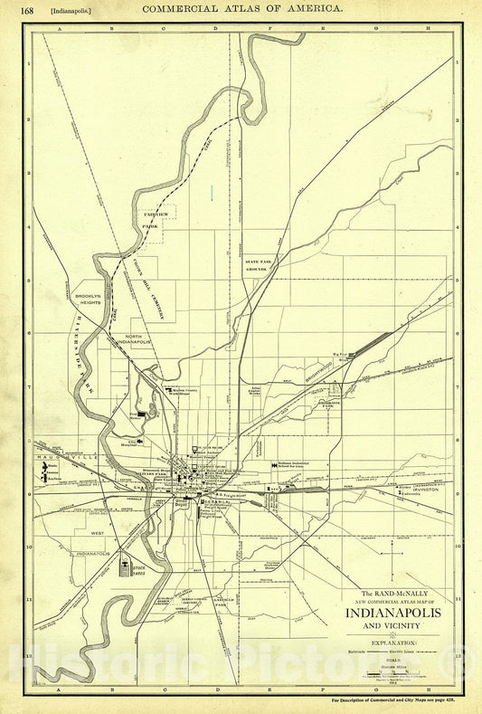 Historic Map : 1914 Indianapolis and Vicinity : Vintage Wall Art