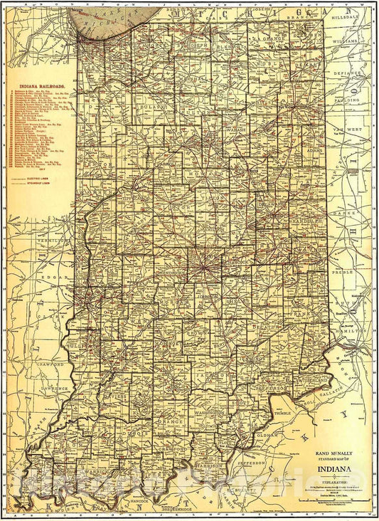 Historic Map : 1921 Indiana : Vintage Wall Art