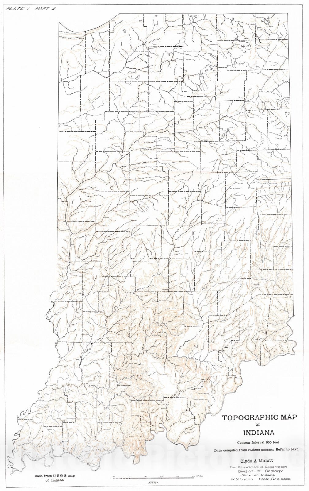 Historic Map : 1940 Topographic Map of Indiana : Vintage Wall Art