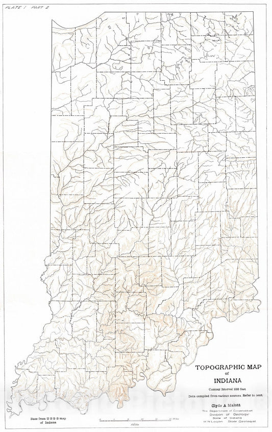 Historic Map : 1940 Topographic Map of Indiana : Vintage Wall Art